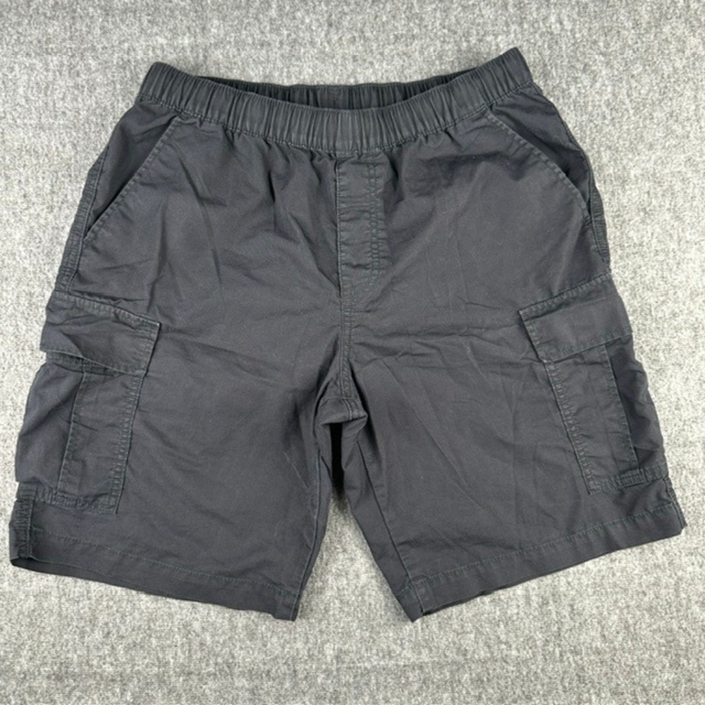 Uniqlo Mens Black Cargo Shorts Elastic Waist Cotton Blend Size M 322-194153